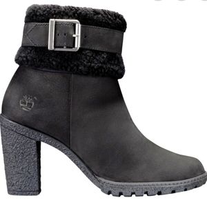 TIMBERLAND || Nubuck Glancy Black Booties. Sz. 8.5